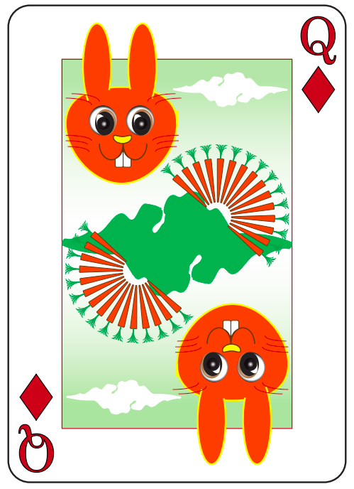 Queen of Diamonds Rabbit Playing Card